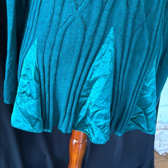Teal Open Front Cardigan Sweater, medium + Black top - Picture 7 of 15
